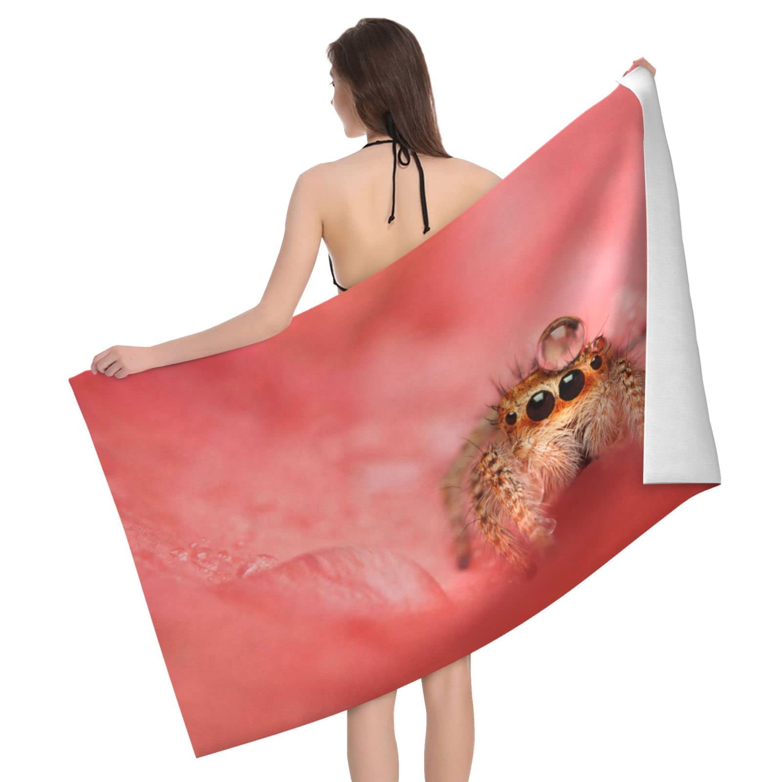 Lawenp Small Spider Beach Towel, Lightweight Sand Free Quick Dry Microfiber Absorbent Bath Towel for Kids, Adults, Swimming, Bath, Yoga, Pool, Travel, Camping 32"X52"