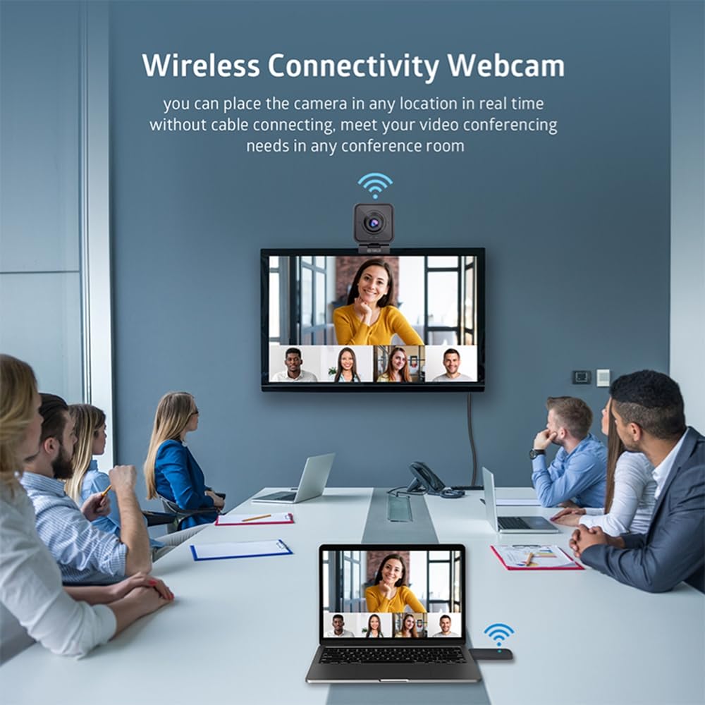 Wireless Webcam 1080P PC Camera, with Microphone, 2.4Ghz Web for TikTok/YoTube Streaming Video Calling