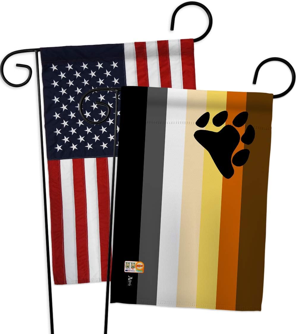 Bear Brotherhood Garden Flag - Pack Support Pride Rainbow Love LGBT Gay Bisexual Pansexual Transgender USA Applique - House Decoration Banner Small Yard Gift Double-Sided Made in 13 X 18.5