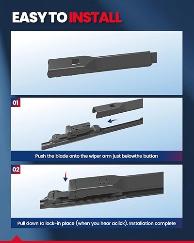 Miniatura 5 de Fácil instalación y visibilidad superior en la carretera Limpiaparabrisas de repuesto de 22 + 22 pulgadas con bloqueo superior, limpiaparabrisas