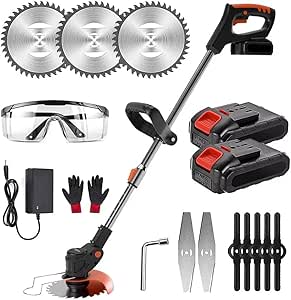 Rasentrimmer mit Akku Hochentaster Elektrisch, Teleskop Kettensäge, 3