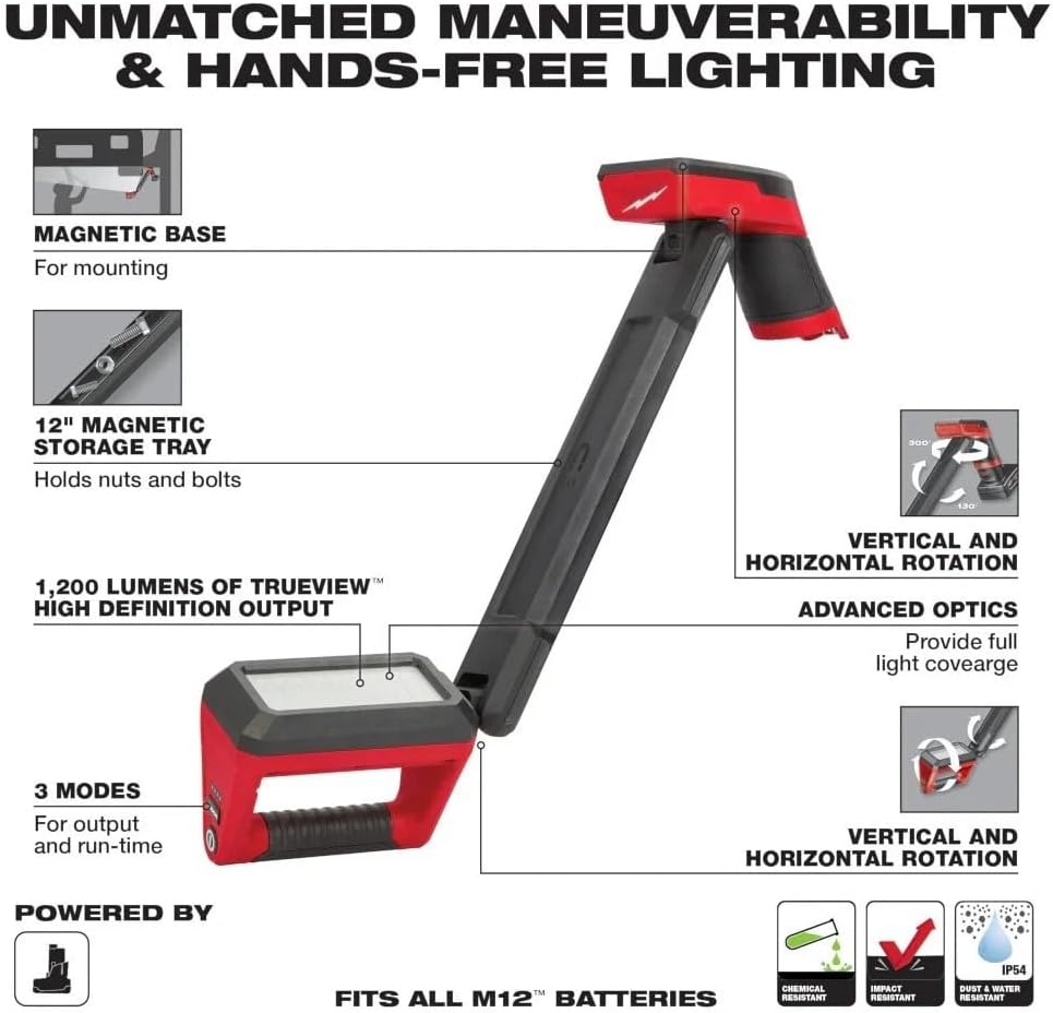 2126-20 Cordless Underbody Light Kit for Milwaukee M12 Portable Worklight with Storage Tray - Bare Tool