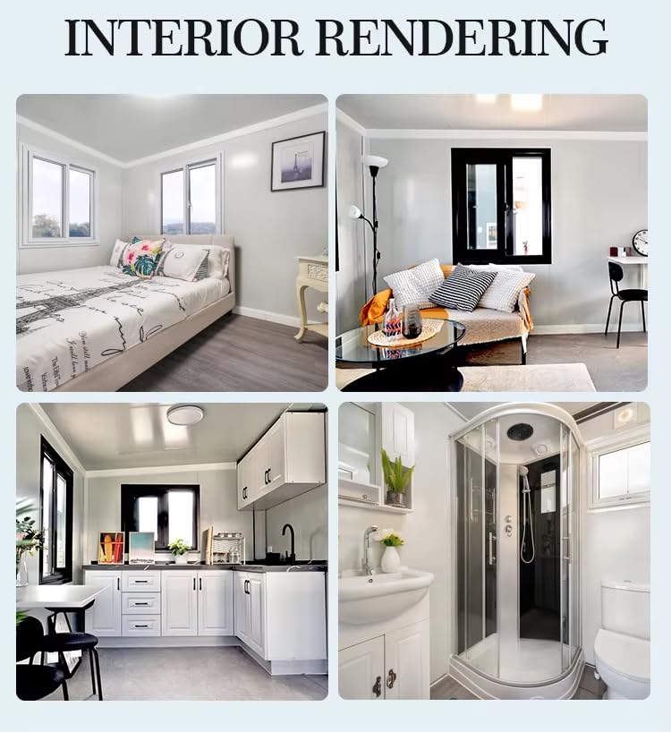 20ft Luxury Prefab Tiny Home Container House for Sale, 40ft Prefabricated Mobile Tiny Prefab House with Kitchen and Bathroom 3 Bedrooms Tiny House, Modular House Villa Homes to Live in for Adult - Image 6