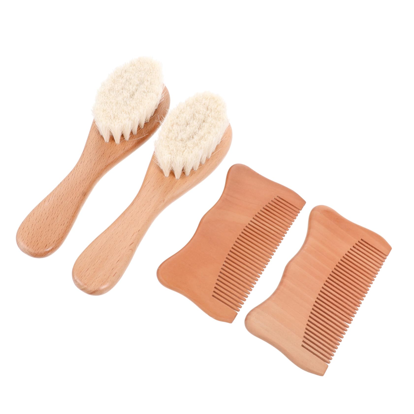 BESTonZON 2 Juegos De 4 Uds De Cepillos De Lana Peine De Madera Para Kit De Cuidado De La Cabeza Producto Para El Cuidado Del Cuero Cabelludo Pelo De Lana Para Niños