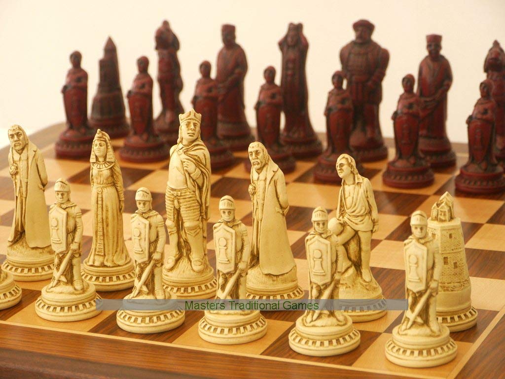 Berkeley Shakespeare Ornamental Chess Set (Cream and red, Board not Included)