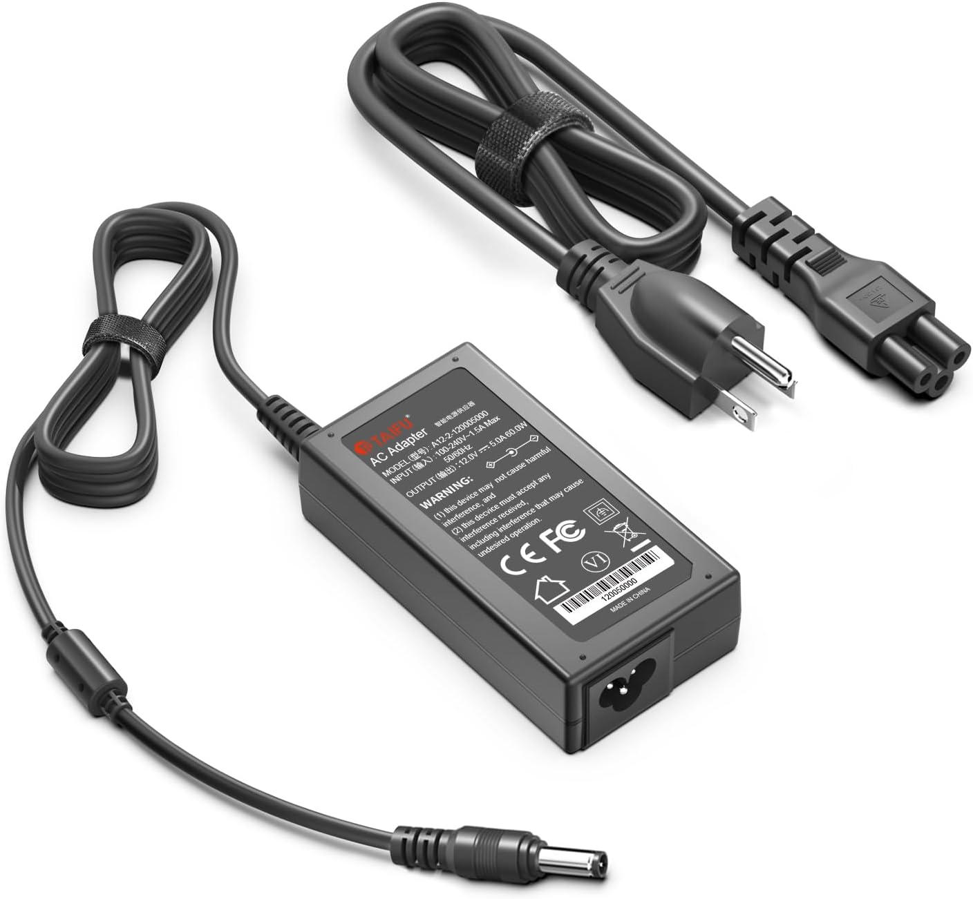 12V 5A AC Adapter for UGREEN NAS DH2300 2-Bay Desktop NASync, Koorui Monitor Powre Cord for Koorui Monitor 24E4 24N50C 24N1 24N1A 22N1 21.5'' 24'' LED Full HD 1080P Curved Gaming 24 Inch Display
