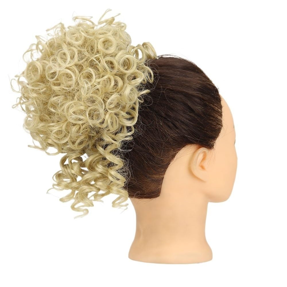 Mujer Bun scrunches Extensión de moño desordenado for Mujer, extensión de Cabello sintético Rizado con cordón elástico Bun Hair(24-613)