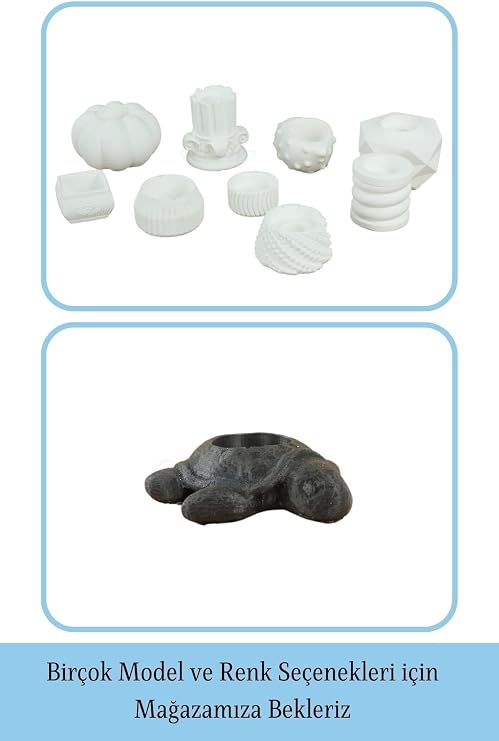 Evene Beyaz Mumluk Şamdan Tealight Ve Ince Mum Uyumlu Kaplumbağa Model 8682874834619