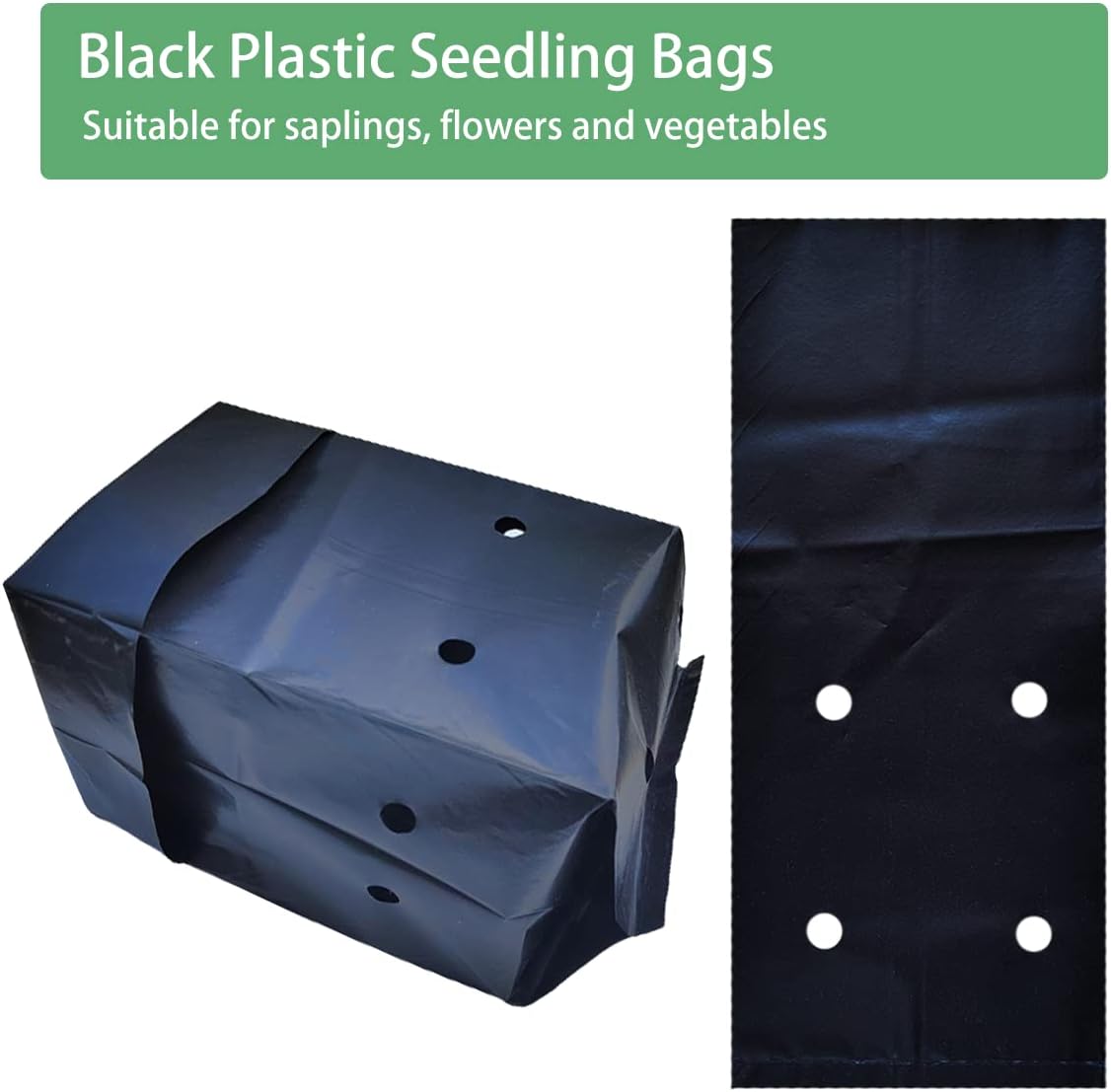 Belit Nursery Growing Bags, 100 Pcs Black Plastic Seedling Pots for Gardening Seed Plant Bags, Fruit Tree Seedling, Starting saplings(7"x8.7")