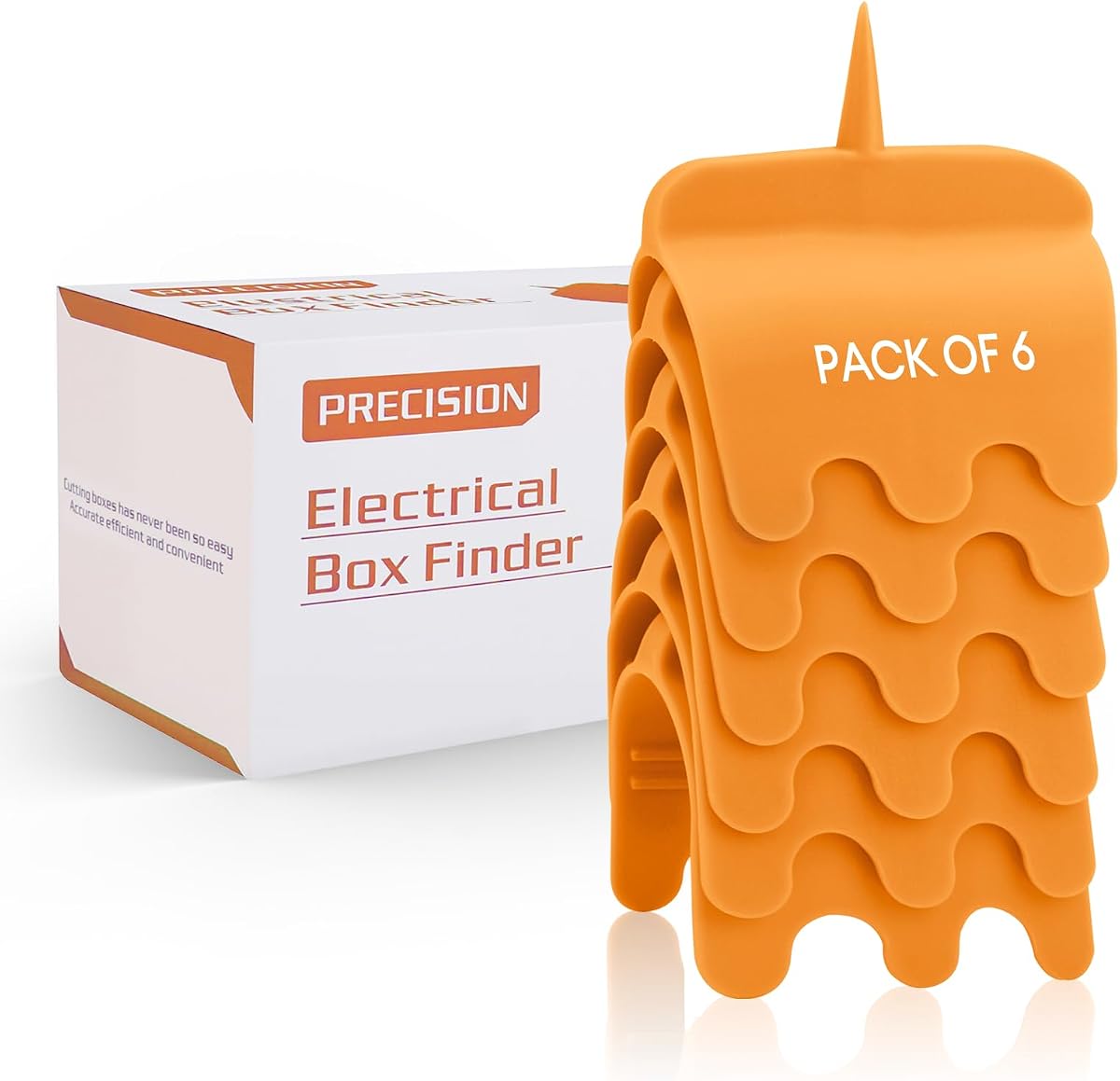 6 Pack Drywall Outlet Marker - Protects Wires During Sheetrock Installation - Drywall Tools for Electrical Outlet Marking - Electrical Box Locator Orange