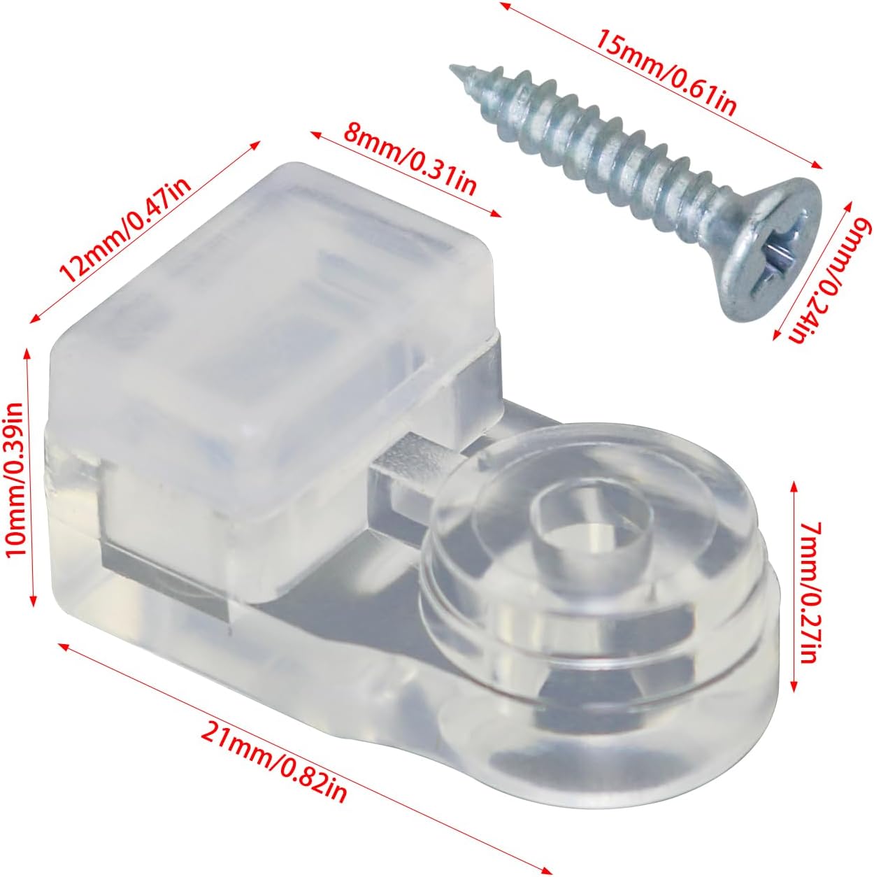 20PCS Glass Retainer Clips with Screws for Doors Windows Wardrobes Mirrors Cabinets Installation Type F Transparent with Adhesive Universal Wall Support Brackets Panel Holders 2.1x0.7x1cm image 2