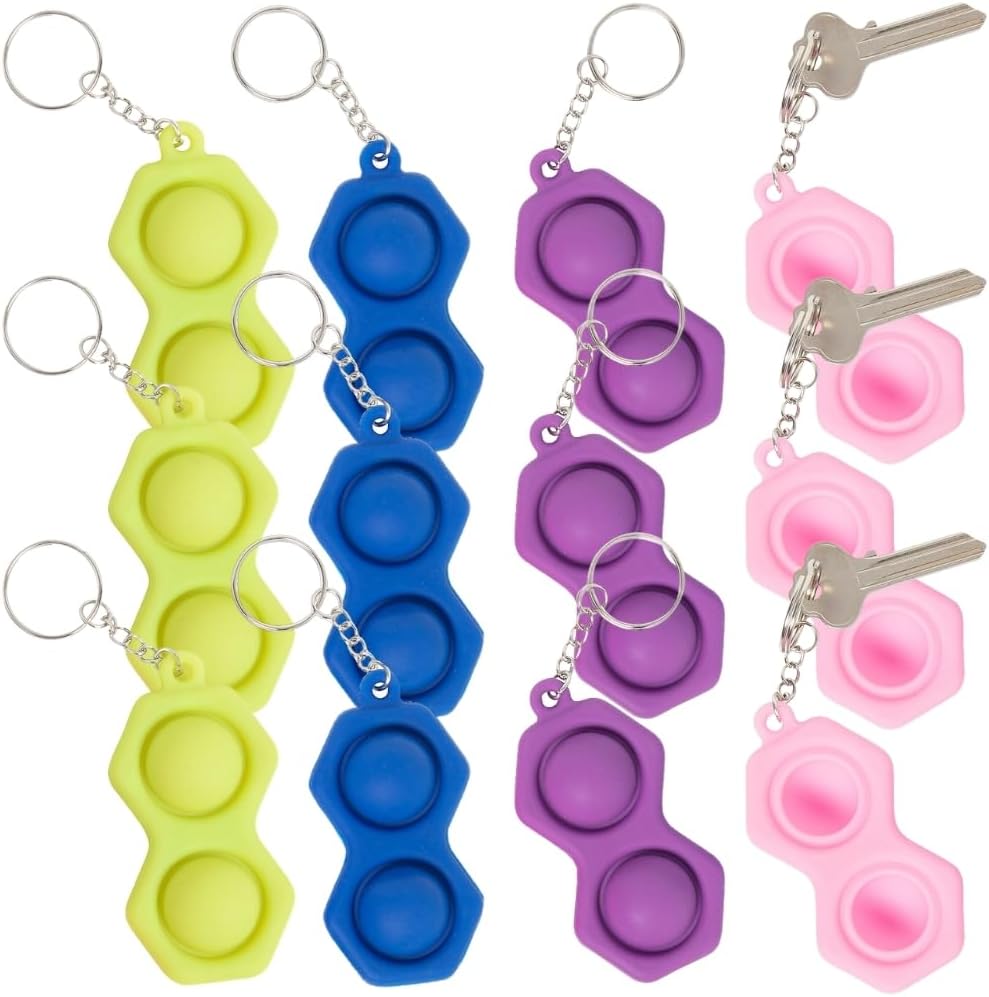 Fun Express Mini Twin Lotsa Pops Popping Toy Keychains – 12 Pieces