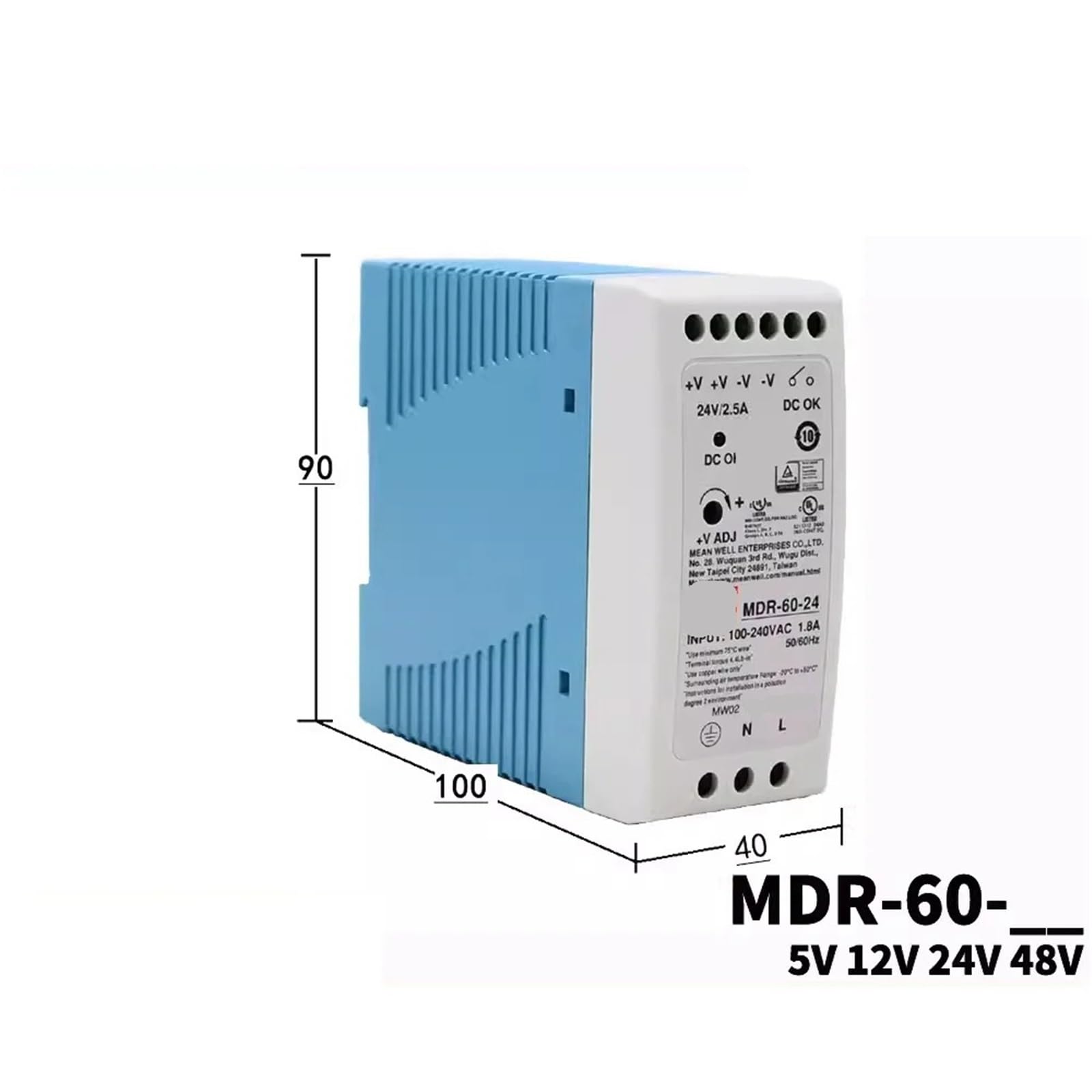 MDR-60 MDR-60-5V 10A MDR-60-12V 5A MDR-60-24V 2,5A MDR-60-48V 1,25A Schienentyp 60W Schaltnetzteil(MDR-60-5V 10A)