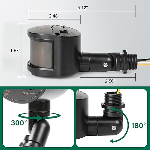 Miniatura 4 de Sensor de movimiento, detector de movimiento de repuesto de 180 grados, tiempo ajustable y sensibilidad de detección de hasta 60 pies, 3 modos de