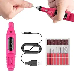 Lixadeira Unha Elétrica Motor Profissional Manicure Pedicure Broca Acessório Bloco Rotação Lixa Refil Pé Mão Kit Broca Unha Gel Postiça Portátil Prática Manual Resistente Rosa Cutícula