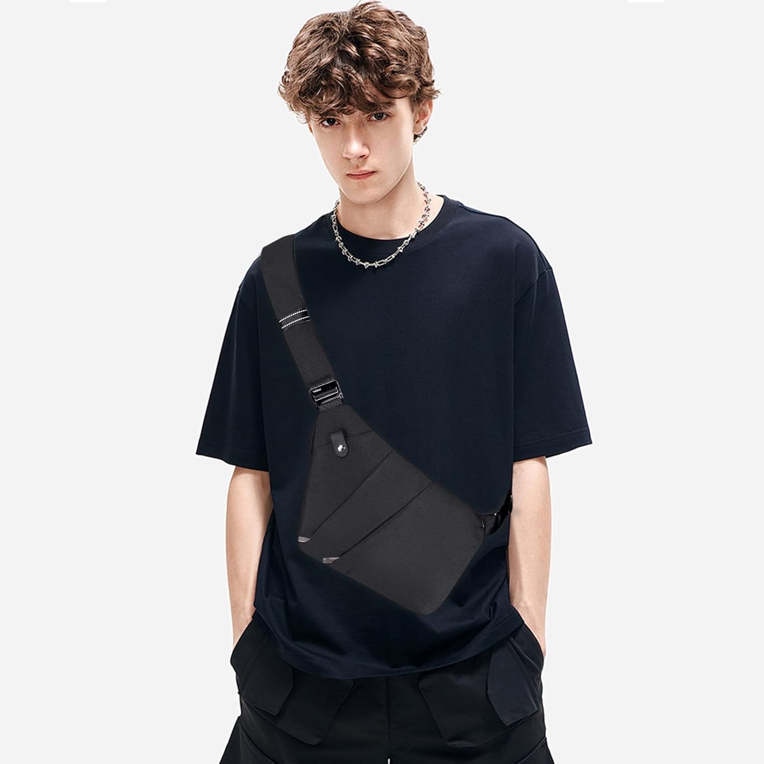 Anti Theft Crossbody Bag,Sling Bag for Women Men,Multi-pocket Chest Shoulder Bag for Travel, Sport, Work - Image 7