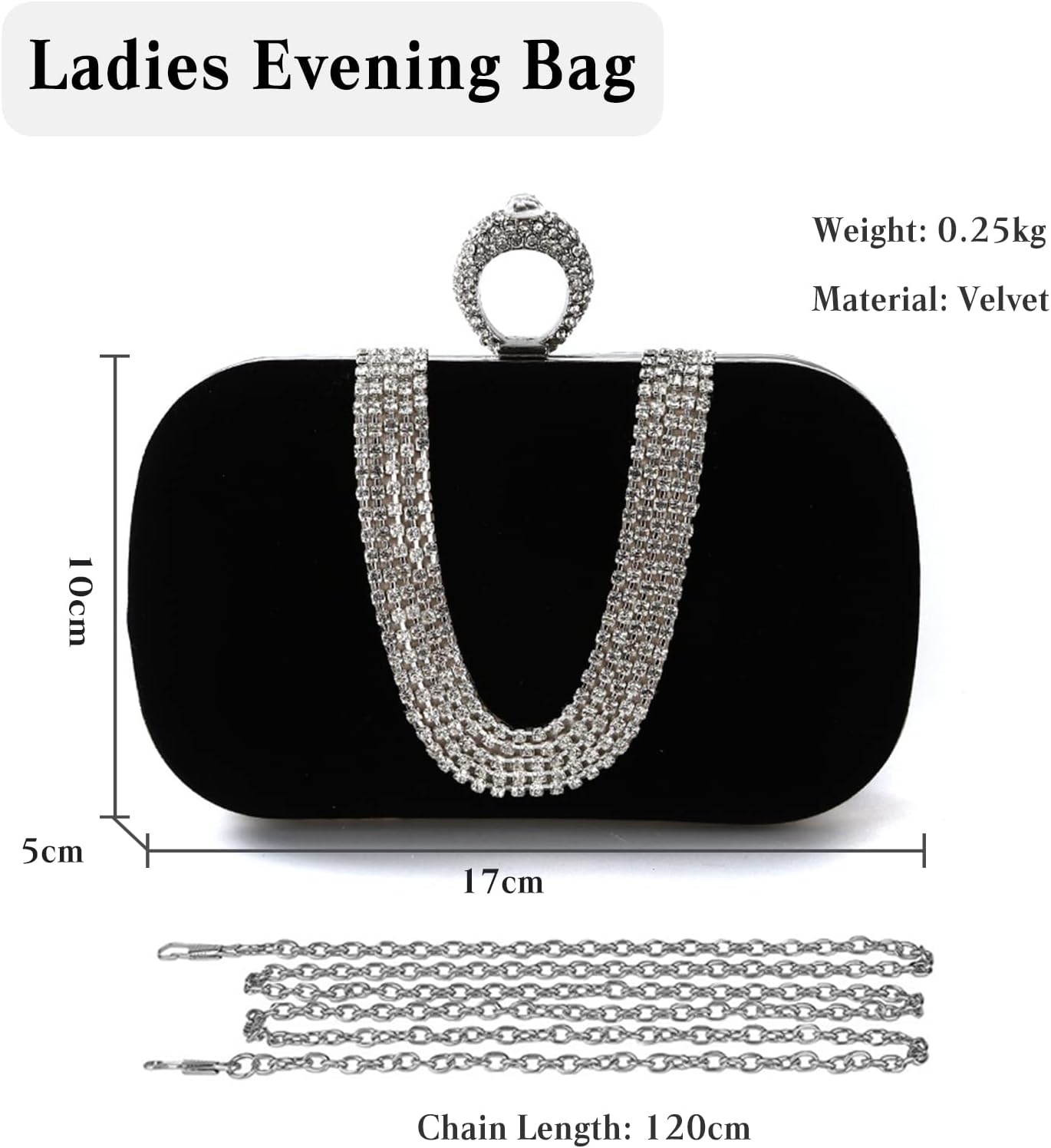 Women Velvet Evening Bag Sparkly Rhinestone Clutch Bag Bridal Wedding Purse Charming Glittering Handbag - Image 4