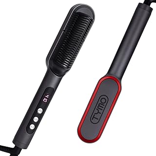 TYMO RING PLUS Ionic Hair Straightener Comb - Hair Straightening Brush & Iron with Nano Titanium Coating for Even Heat, 9 ...