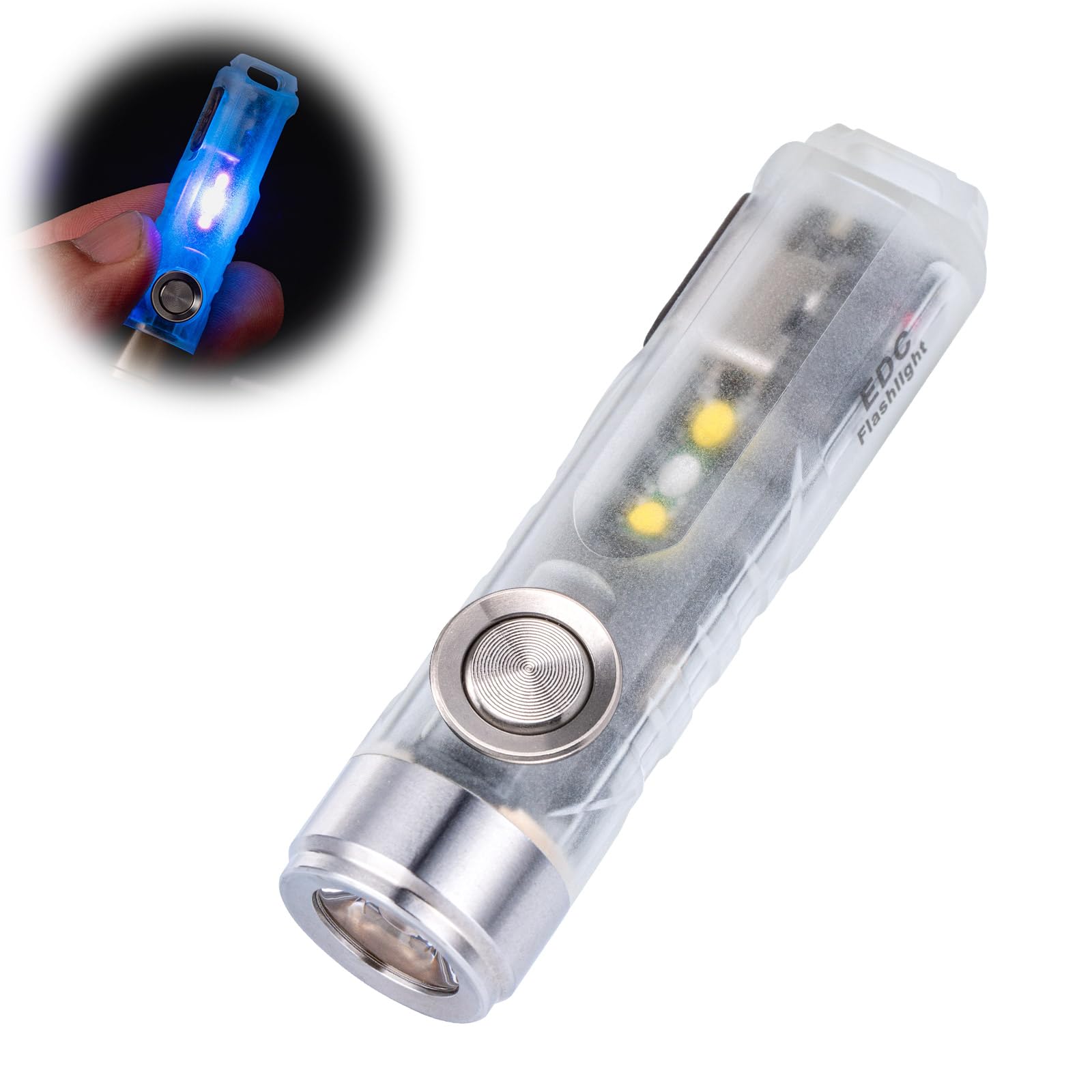 A7 Rechargeable Torch Super Bright Mini EDC Keyring Torch with Sidelight Glow in The Dark for Camping, Hiking, Outdoors