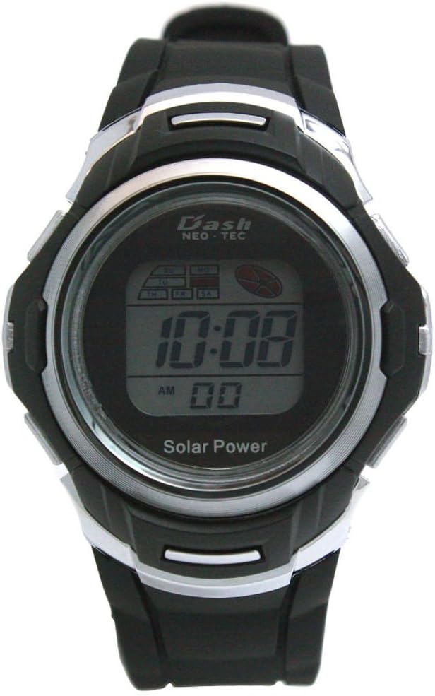 Arias AD06717-SOL-9 Mens Wristwatch, Solar Digital Dash, Waterproof, Multi-functional, Urethane Strap, Black, Black, watch