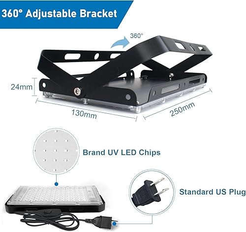 Miniatura 26 de Luces negras de 100 W, luz de inundación de luz negra con enchufe e interruptor, para fiesta brillante, Halloween, póster fluorescente, iluminación