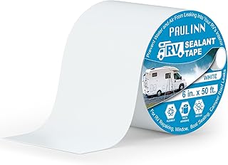 PAULINN RV Roof Sealant Tape, 6 Inch X 50 Foot Natural White Roofing Repair Tape, UV & Weatherproof Roof Seal Tape for RV Camper Trailer Boat Sealing Leak Repair