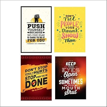 Rhythm Creation Motivational Poster | Inspirational Poster | Poster for Every Room | Office | Gym | Motivational Quotes Wall Frames, (12x18 inch) -Pack Of 4(POSTER-103)