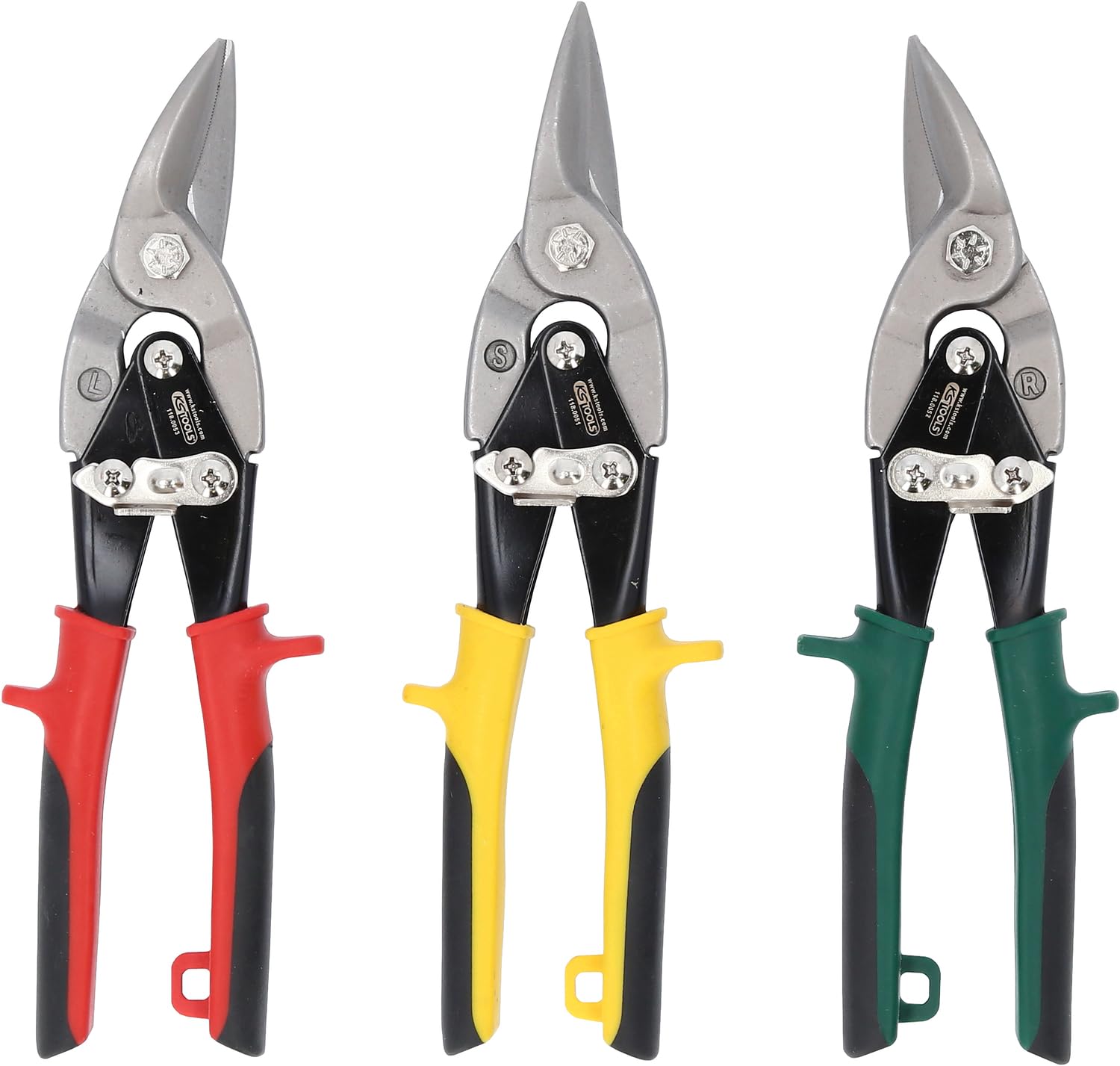 KS Tools 118.0050 Juego de tijeras articuladas para chapa, 3 pzs