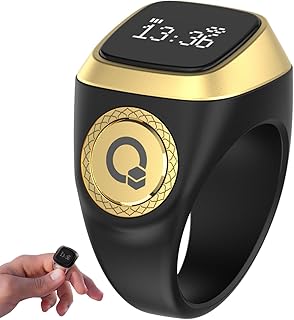[Jinyilwn] Tasbeeh Counter - スマート Tasbih リング、デジタル Tasbeeh カウンター |フィンガーファッションリングデジタル電子カウンター、充電式メンズインテリジェントリング、ディスプレイ付きTasbihタリークリッカー
