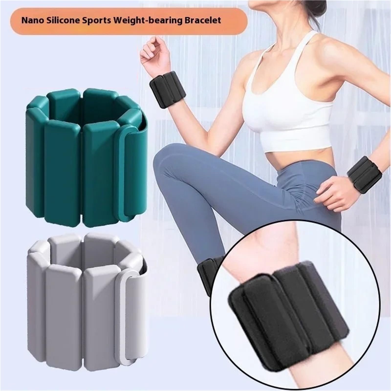 Muñequeras Con Peso Un par de pulseras deportivas con pesas, ajustables, de silicona, for muñecas y tobillos, for correr, entrenar y fitness.