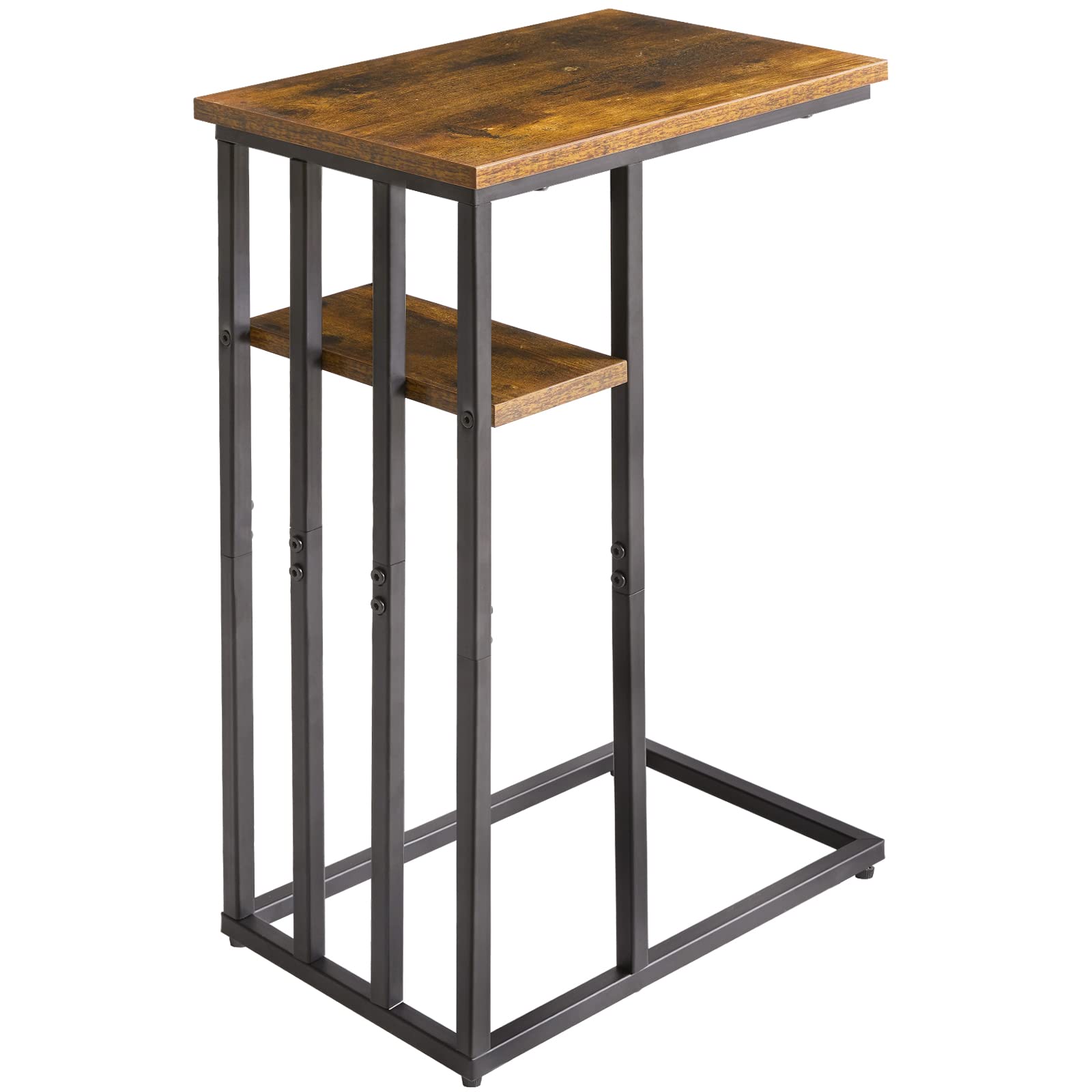IBUYKE C Shaped End Table, Side Table for Sofa and Bed, Beside Desk for Living Room, Rustic Brown TMJ406H