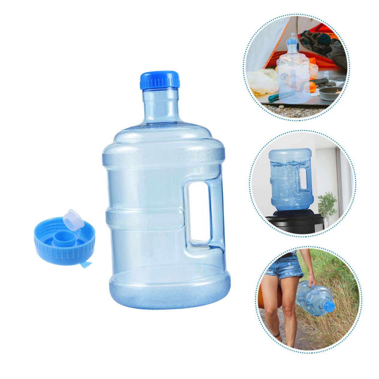 YARNOW Contenitore per Acqua 5l in PC Manico Design Ampia Apertura, Chiusura Ermetica Riutilizzabile per Campeggio e attività Outdoor