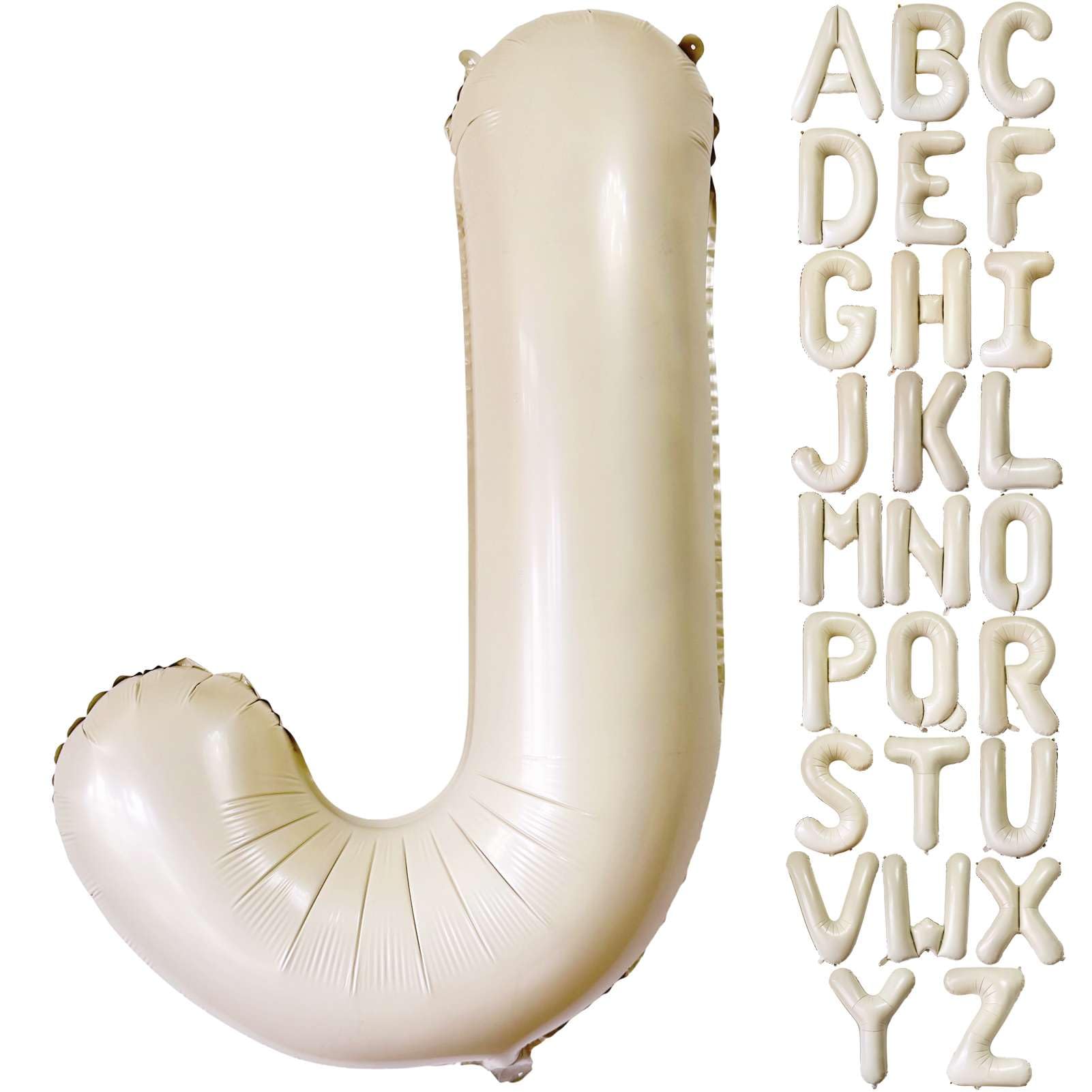 Giant Letter Balloons - 40 Inch J, Foil Mylar Helium White Letter Balloons for Birthday Party Supplies, Anniversary Event Celebrations, Alphabet J