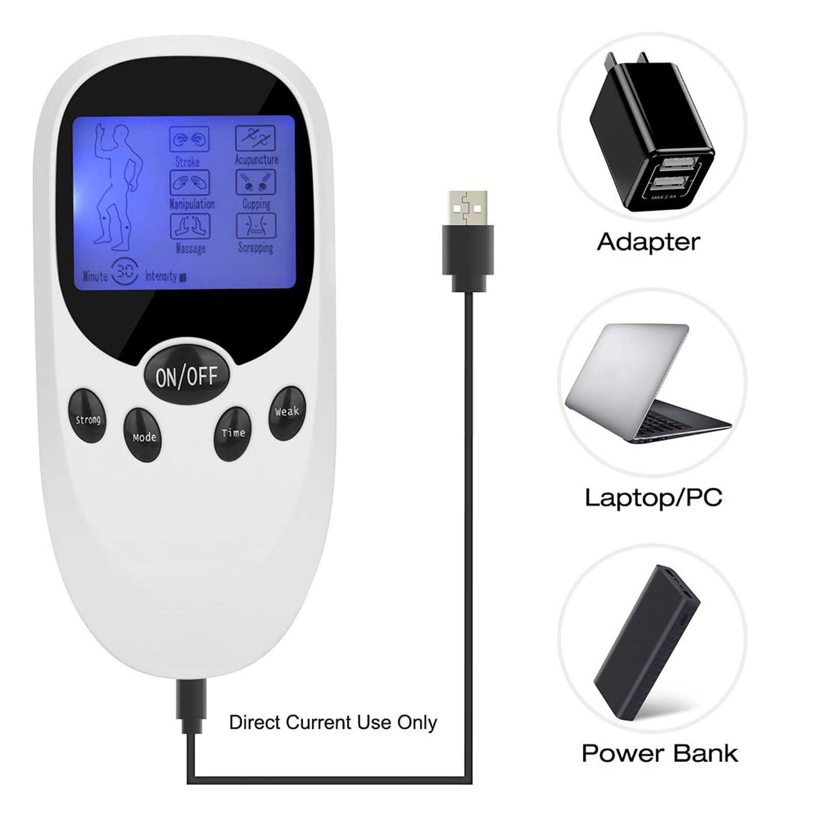 Unidad De Estimulador Muscular, Máquina De Estimulador Muscular Electrónico Con Pantalla LCD, 6 Modos De Masaje Y Reemplazo De 4 Almohadillas, Ajuste De Modos De 10 Niveles, Para Aliviar El Dolor
