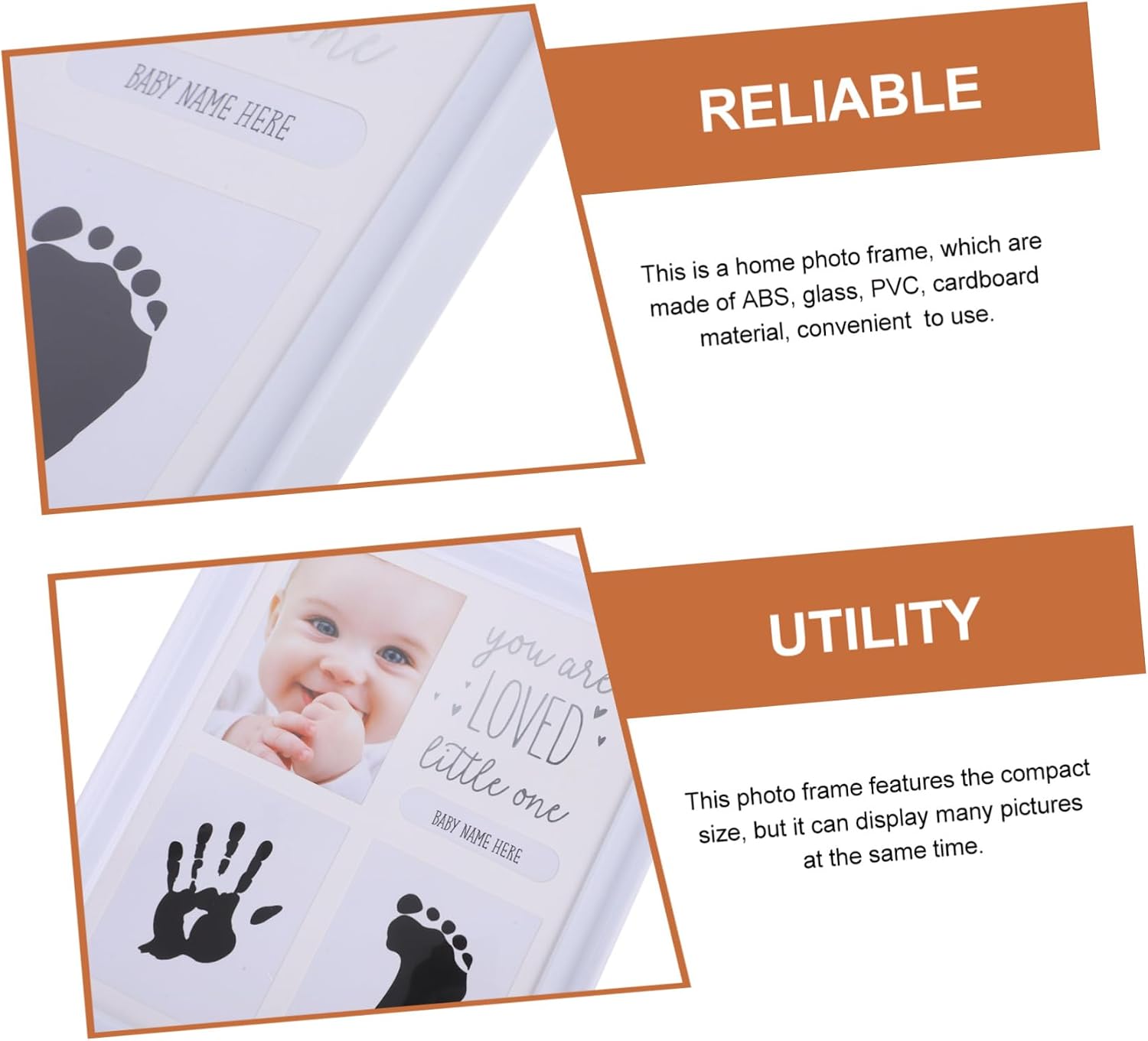 Baby Growth Process Photo Frame Baby Prints Hands and Feet Keepsake Frame for Boys and Girls