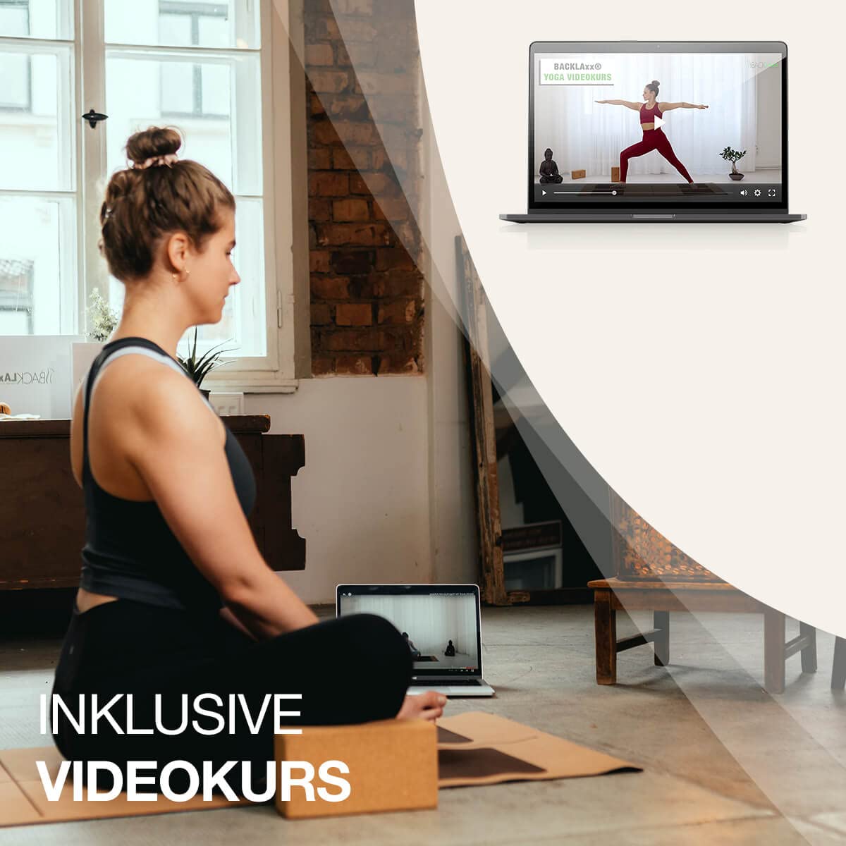 BACKLAXX® Yoga Block 2er-Set aus Kork | 100% nachhaltiger Yogablock | perfektes Yoga Zubehör | 2 Yogablöcke inkl. Anwendungsvideos | Yogablock 2er-Set | Pilates Block