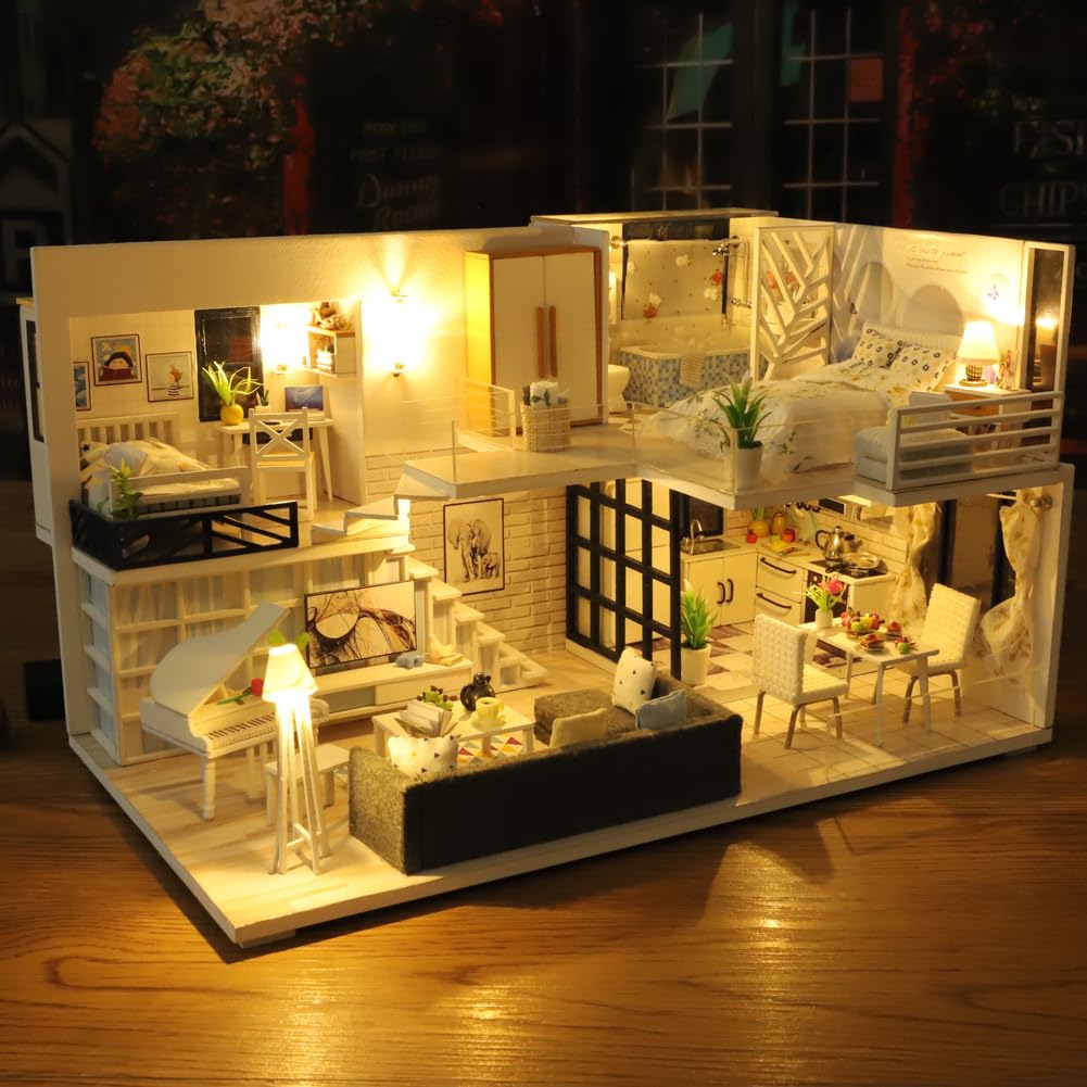 Kit casa in miniatura fai da te, kit creativo per casa delle bambole 3D | Mini per casa delle bambole con mobili per adolescenti e regali di compleanno e Natale, pratica dei p