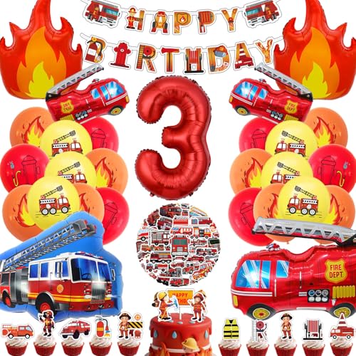 Feuerwehr Ballons 3. Geburtstag Happy Birthday Banner