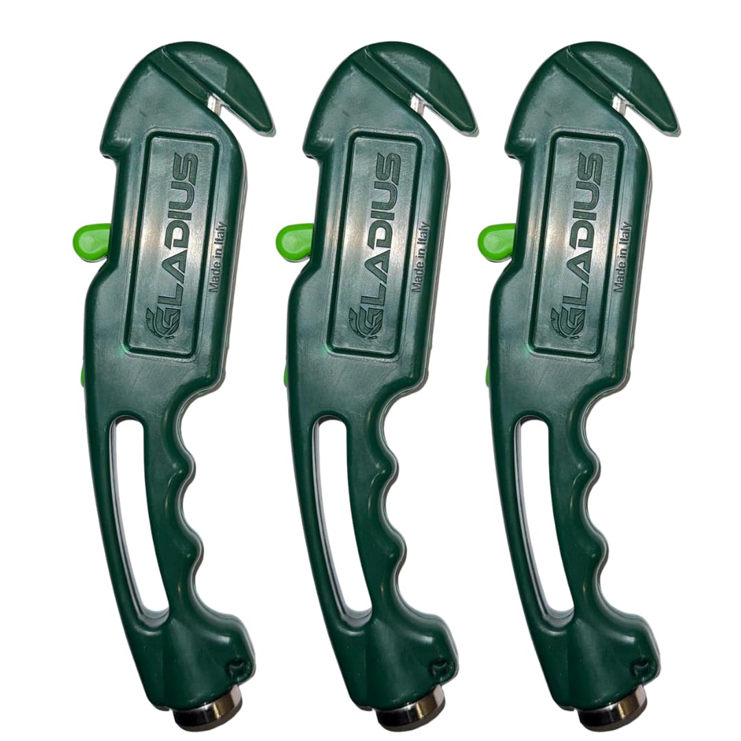 Pack 3 GLADIUS: Taglierino, Cutter Antinfortunistico Professionale a Tripla Funzionalità. Lama retrattile automatica di Sicurezza. Anti-inceppamento, Battichiodi. Perfetto per Carta, Cartone, Tessuti.