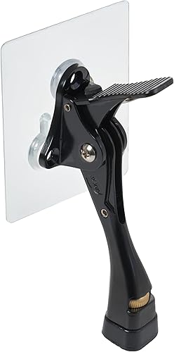 HOME&I Tope adhesivo para puerta, placa autoadhesiva grande sin perforación, pie de goma ajustable en altura (negro, 4 pulgadas x 1 unidad)
