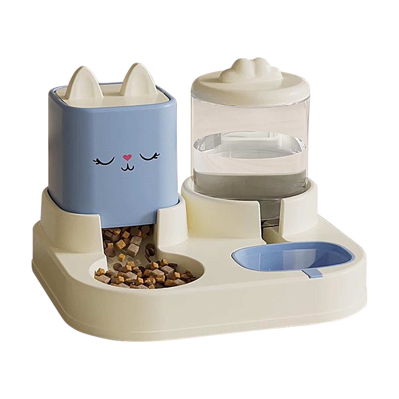 Ciotole per animali domestici, Set di distributori cibo e acqua for gatti, distributore for animali domestici, doppie ciotole con bottiglia d'acqua automatica(Blue)