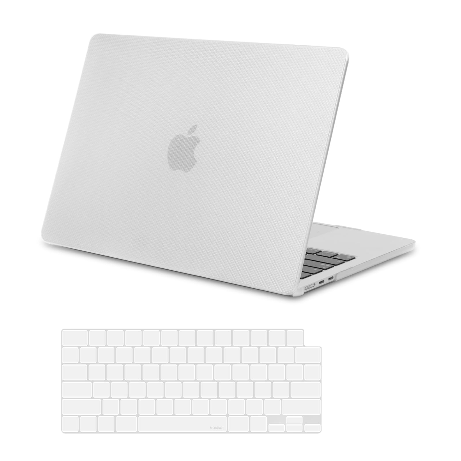 MOSISO Compatible with MacBook Air 13 inch Case 2025 2024 2023 2022 M4 A3240 M3 A3113 M2 A2681, Plastic Dotted Carbon Fiber Texture Hard Shell&Keyboard Cover for MacBook Air 13.6 inch Case,Translucent