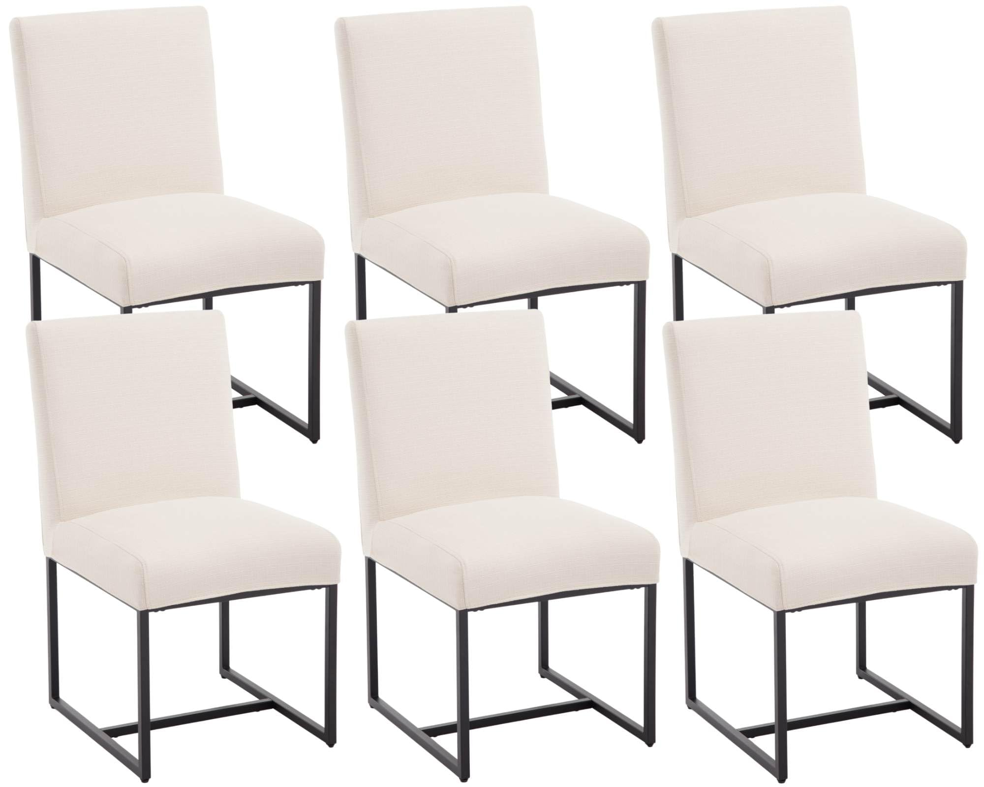 VESCASA Upholstered Dining Chairs Set of 6 with Removable Chair Cover, Mid Century Modern Padded Chair with Black Metal Frame for Restaurant, Dining