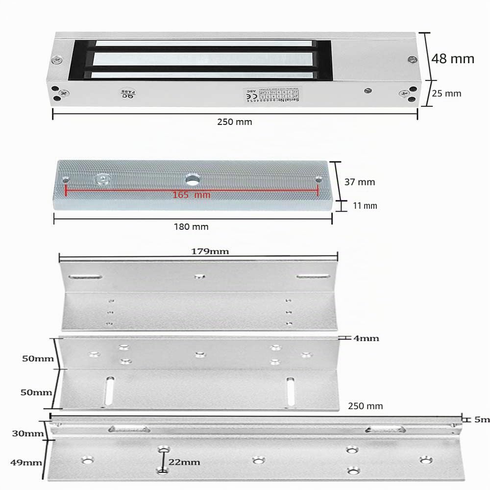 DC12V 280KG Cerradura Magnética Eléctrica 600 Libras Fuerza de Sujeción Incluyendo ASoporte de Montaje ZL, para Sistema de Seguridad del Hogar, Puerta Adecuada de Madera/Metal/Vidrio