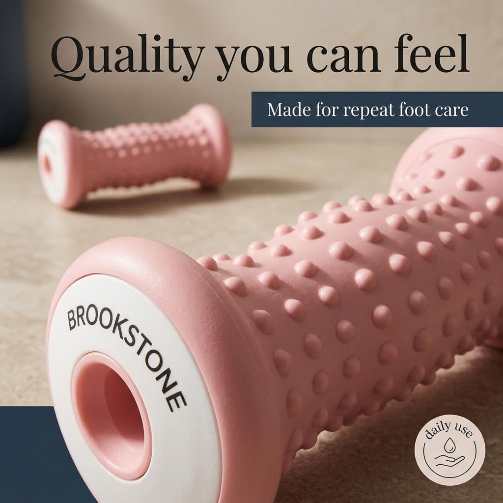Brookstone Foot Roller Massager Plantar Fasciitis - Hot and Cold Foot Rollers Massage for Tension Relief - Microwave & Freezer Safe - Relax The Muscles with Plantar Fasciitis Roller (Blush Pink)