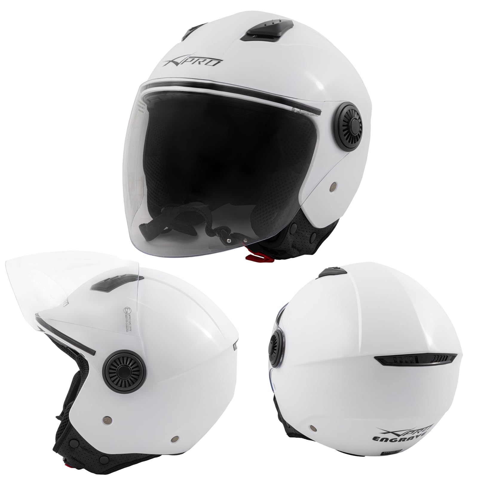 A-pro Jet Casco Moto Scooter Quad ECE 22 Visera larga Pantalla Blanco XXL