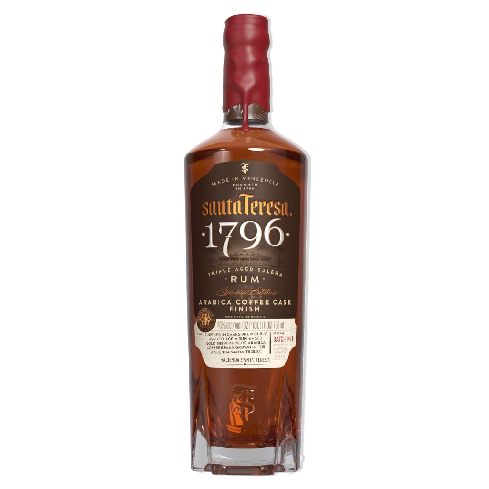 Santa Teresa 1796 Rum Venezuelano con Metodo Solera, Edizione Limitata Coffee Cask Finish, 70 cl /700 ml, 46% ABV