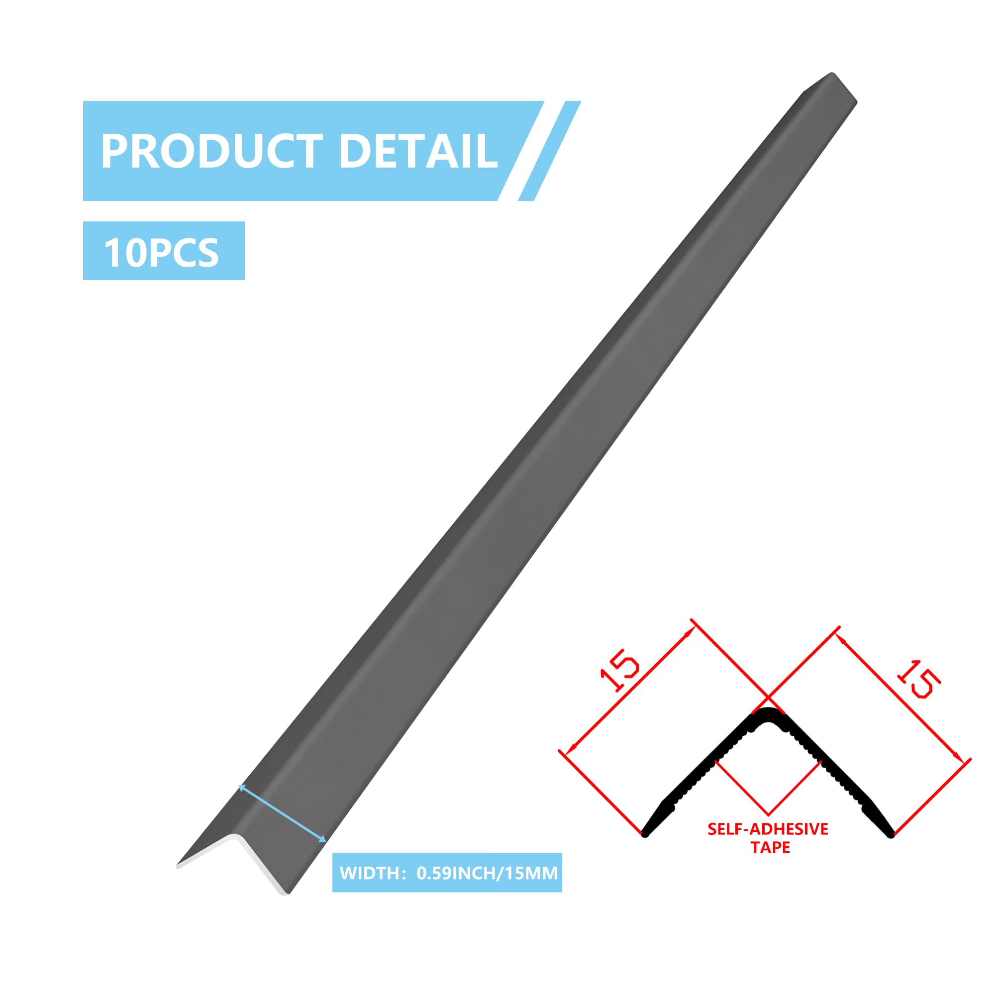10 protectores de esquina autoadhesivos de aluminio de 59 pulgadas, parachoques de muebles de pared, cojín de esquina de seguridad a prueba de bebés, amplia cobertura y fácil de instalar,