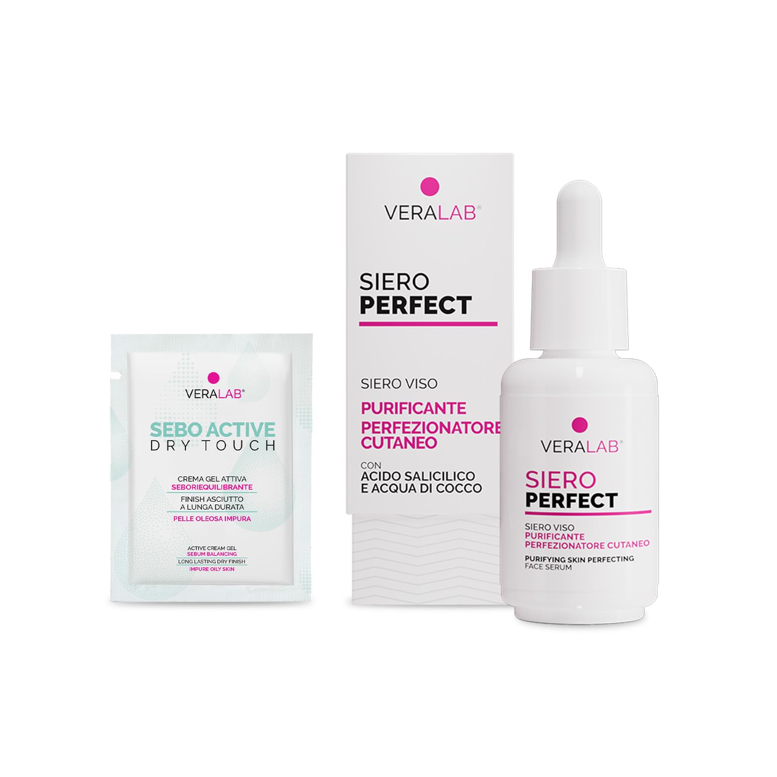 Veralab Perfect, Siero Viso Purificante e Perfezionatore Cutaneo con Azione Idratante, 30ml