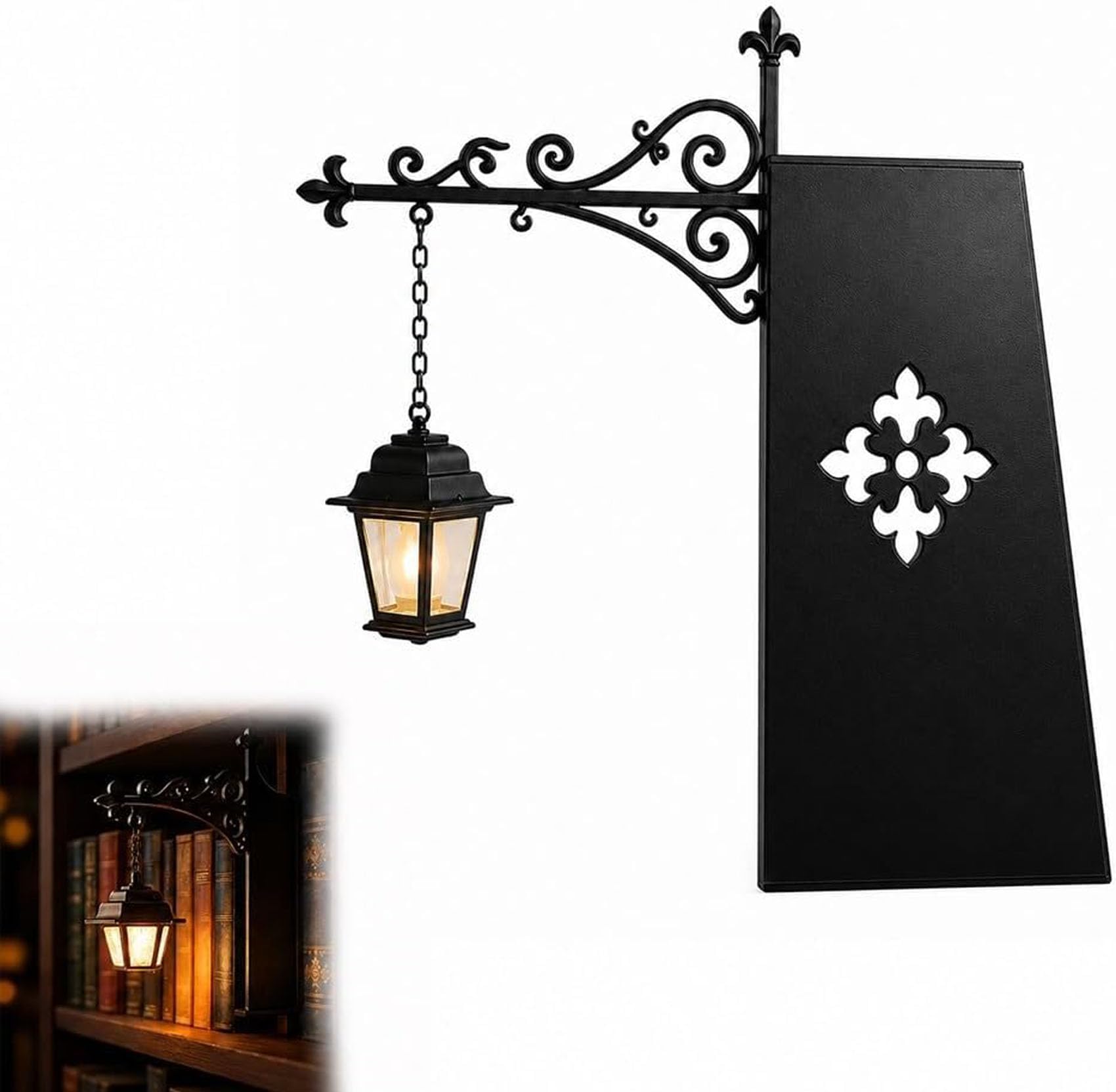 Bookshelf Lamp, Library Lantern-Decorative Bookshelf Lighting, Reading Book Shelf Lights for Bookworms, Antique Led Books Nook Lamp Ornament for Study Reading Corner, Gift for Book Lovers (A)